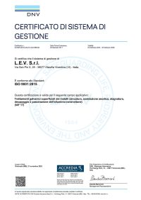 Certificato LEV ISO 90012015 - 2023